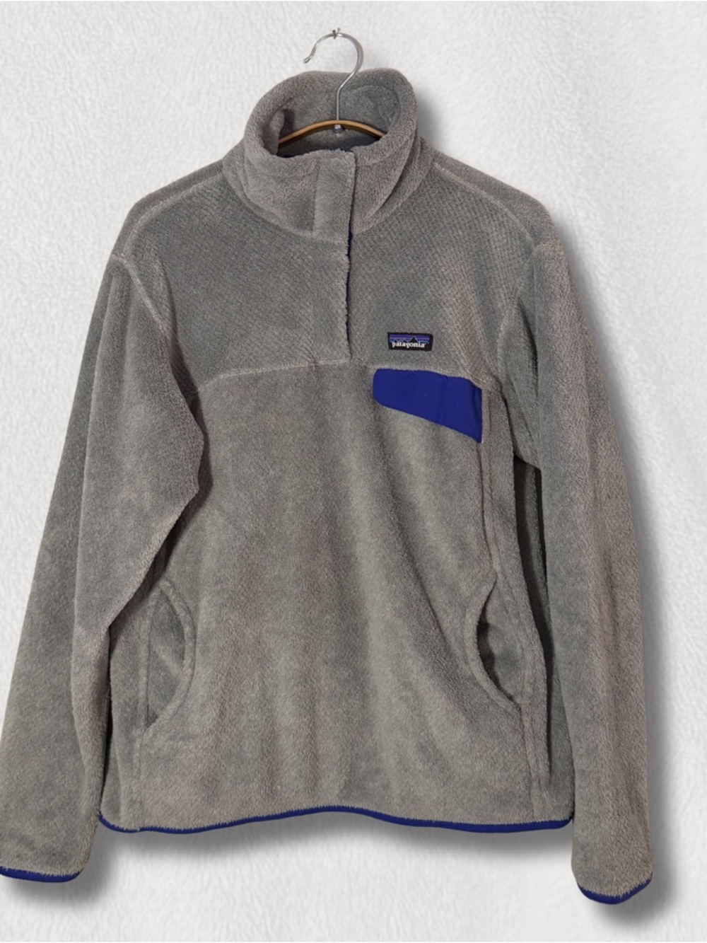 Patagonia Synchilla Snap-T Fleece Pullover - Grey/Blue - Size Large